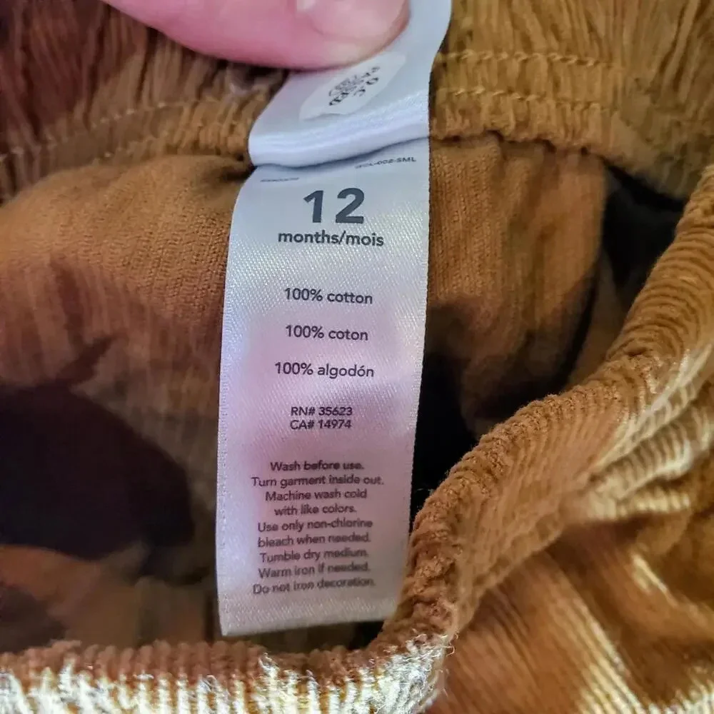 Carter's Size 12m Tan Corduroy Boys Pants NWOT